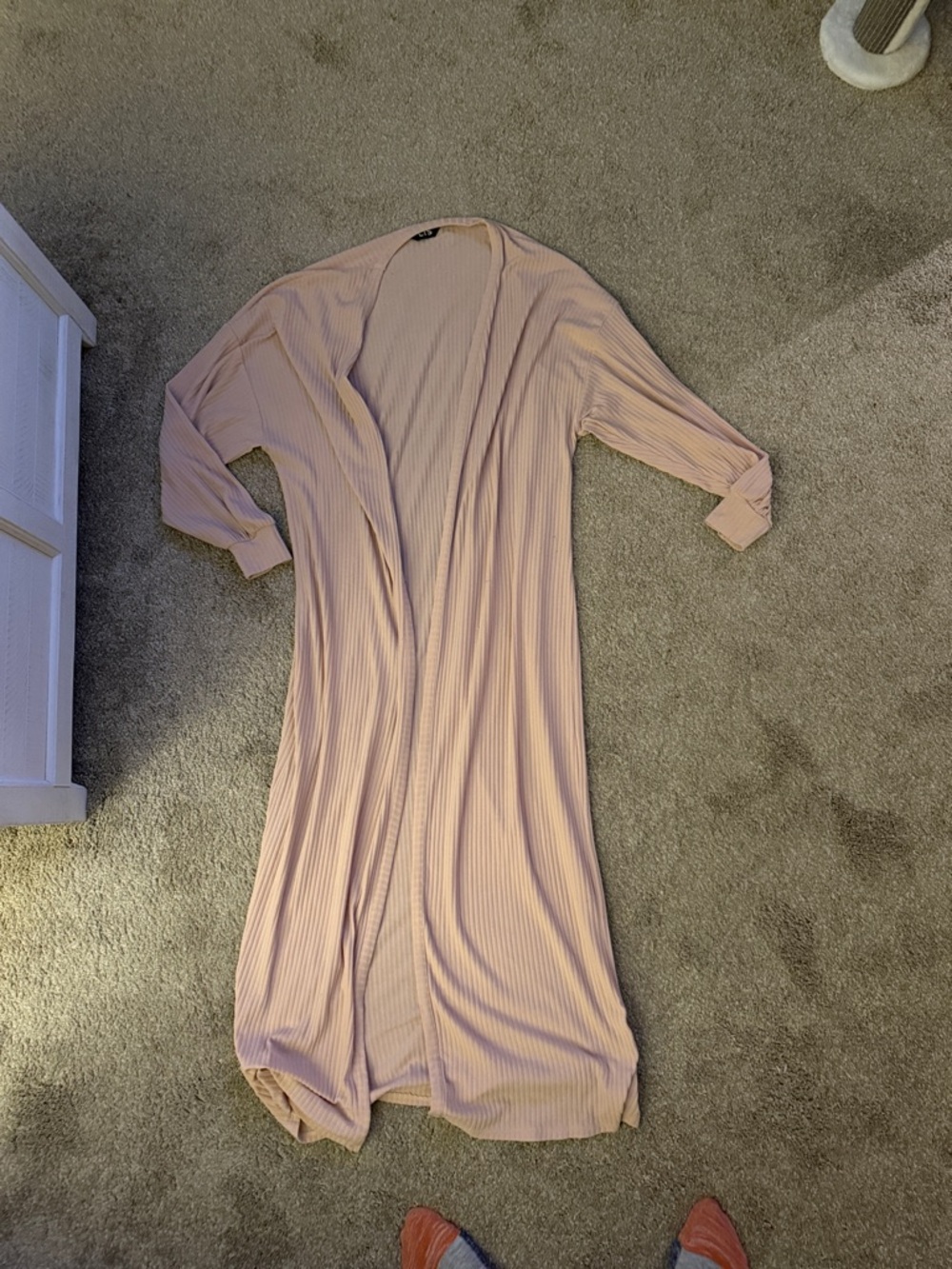 Long Tall Sally Light Pink Ribbed Long Cardigan Duster Size 14-16